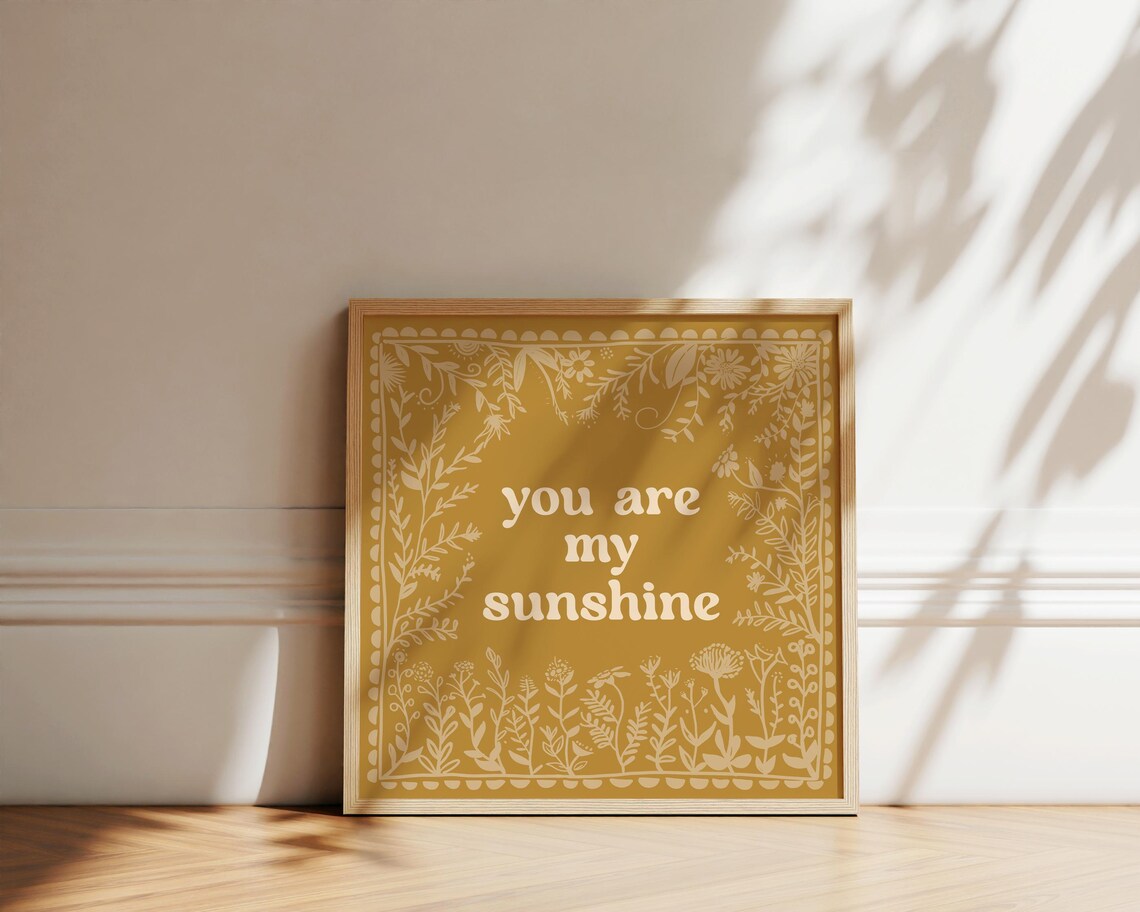 You Are My Sunshine Nursery Quote, Scandinavian Folk Style - Image 2