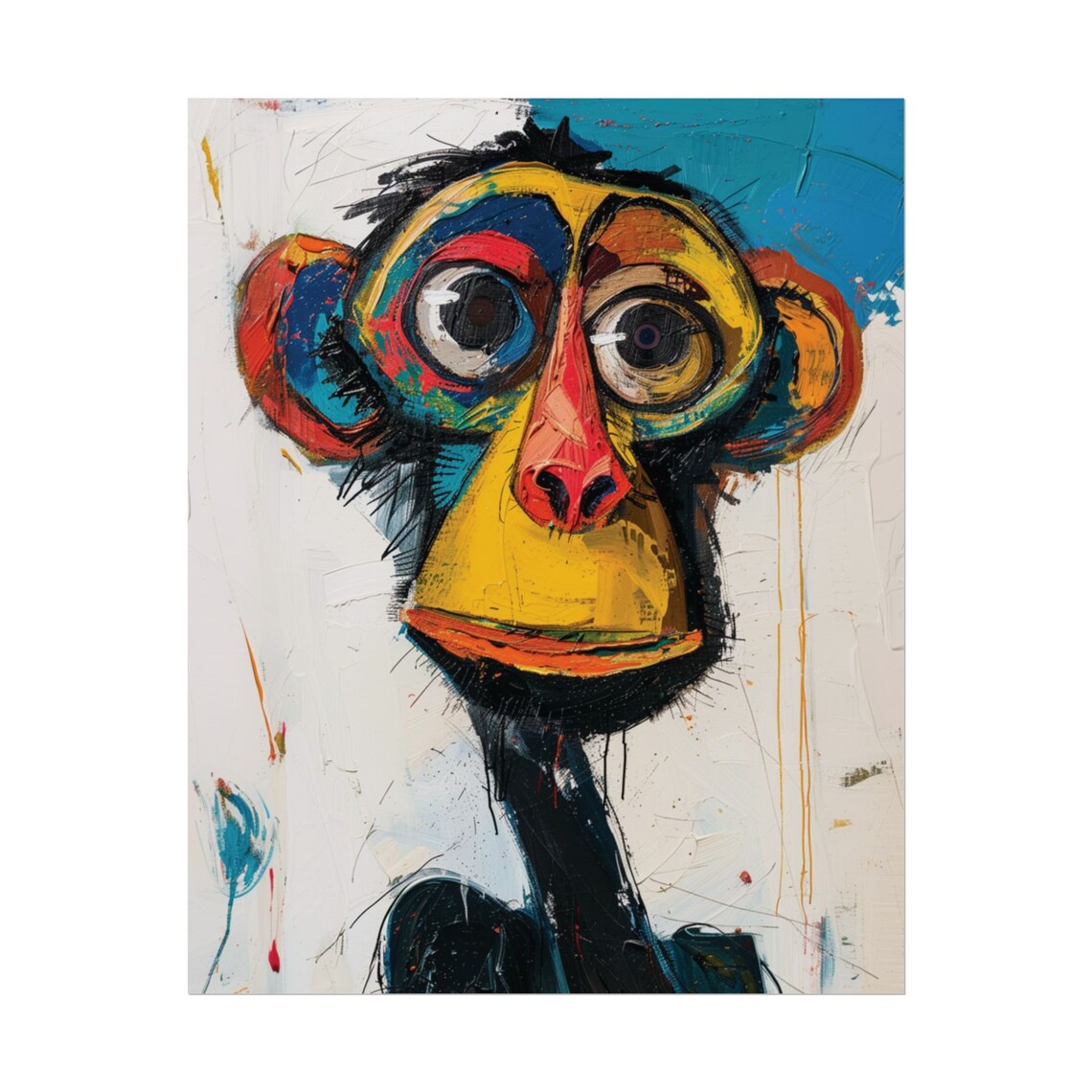 Colorful Abstract Monkey Face Pop Art Graffiti Style Bold Expressive Art Print - Image 2