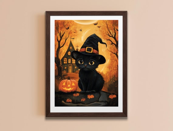 Dark Halloween Print Vintage Halloween Wall Art For Spooky Decor Cute Halloween Poster Autumn Artwork