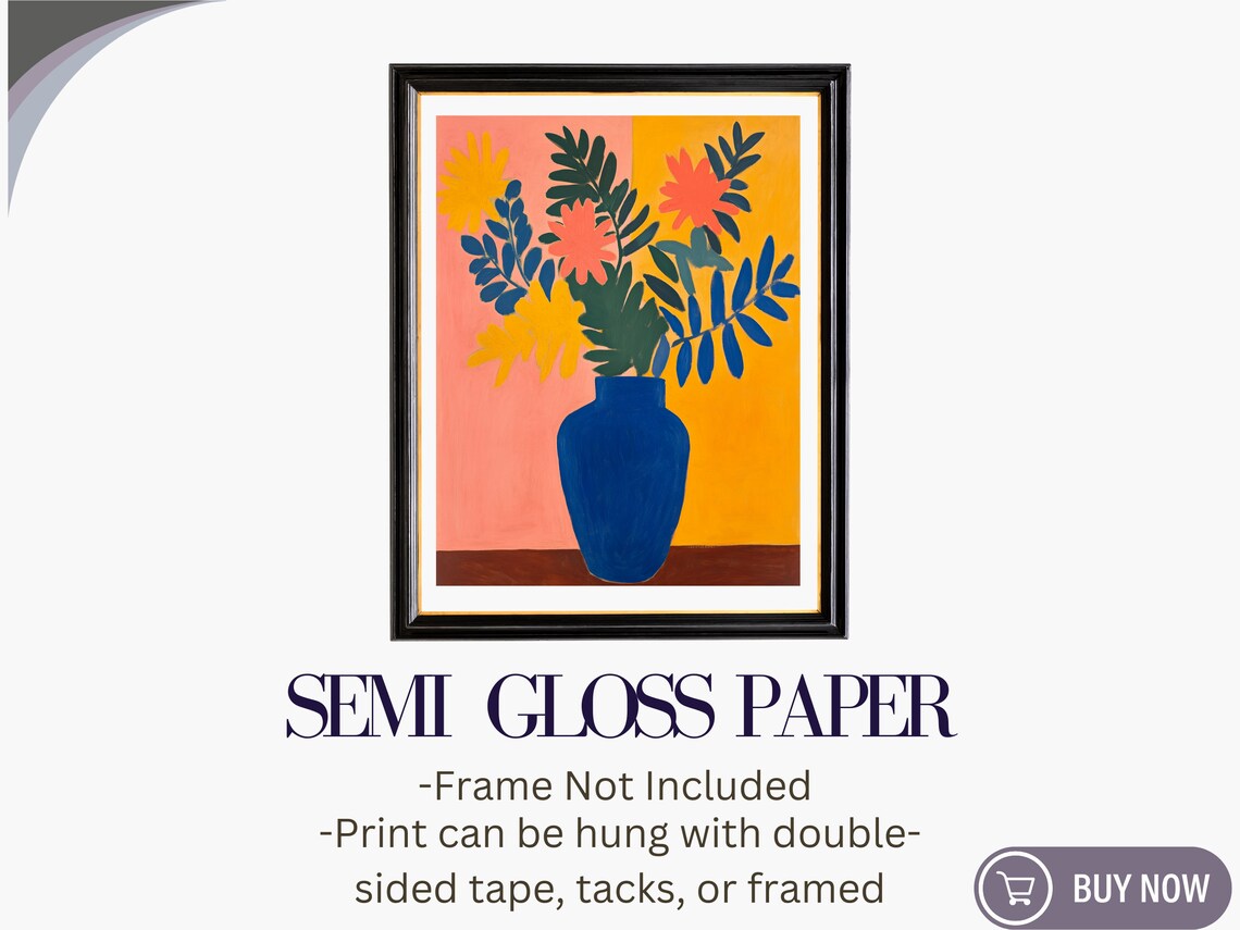 Abstract Floral Vase Matisse Style Colorful Mid Century Modern Wall Poster - Image 6