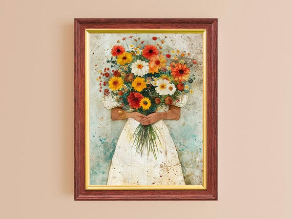 Vintage Print Art Whimsical Floral Wall Art Maximalist Decor Prints For Living Room Home Office Bold Art Prints