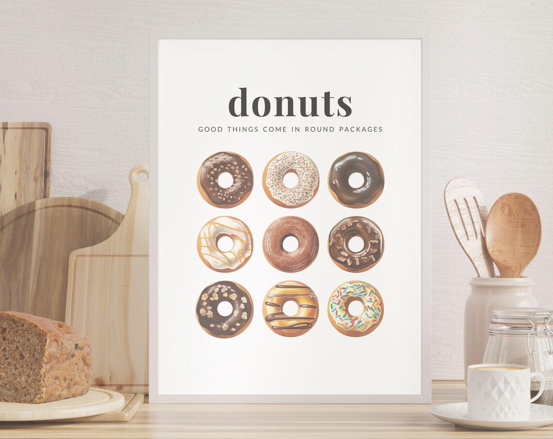 Cute Donut Quote Art Print, Modern Kitchen Decor