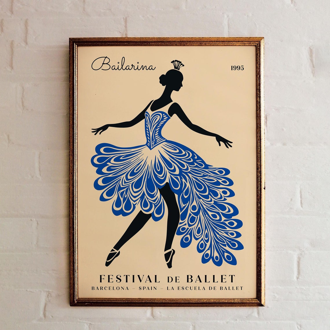 Festival de Ballet Barcelona 1995 Blue Peacock Tutu Dance Poster