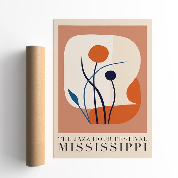 The Jazz Hour Festival Mississippi Terracotta Abstract Art Poster