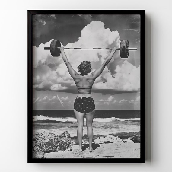 Gym Wall Art Strong Woman Weightlifitng Modern Home Gym Wall Decor Gift Idea Fitness Room Sports Home Decor