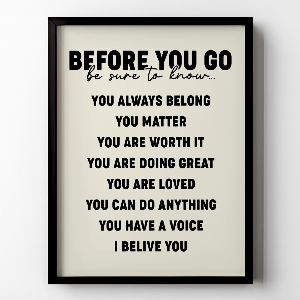 Before You Go Affirmations You Matter Kids Positive Quote Poster