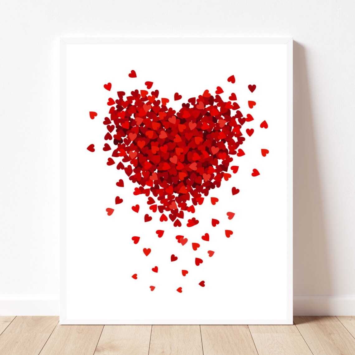 Red Heart Confetti Burst Valentine Love Romance Decor Poster - Image 2