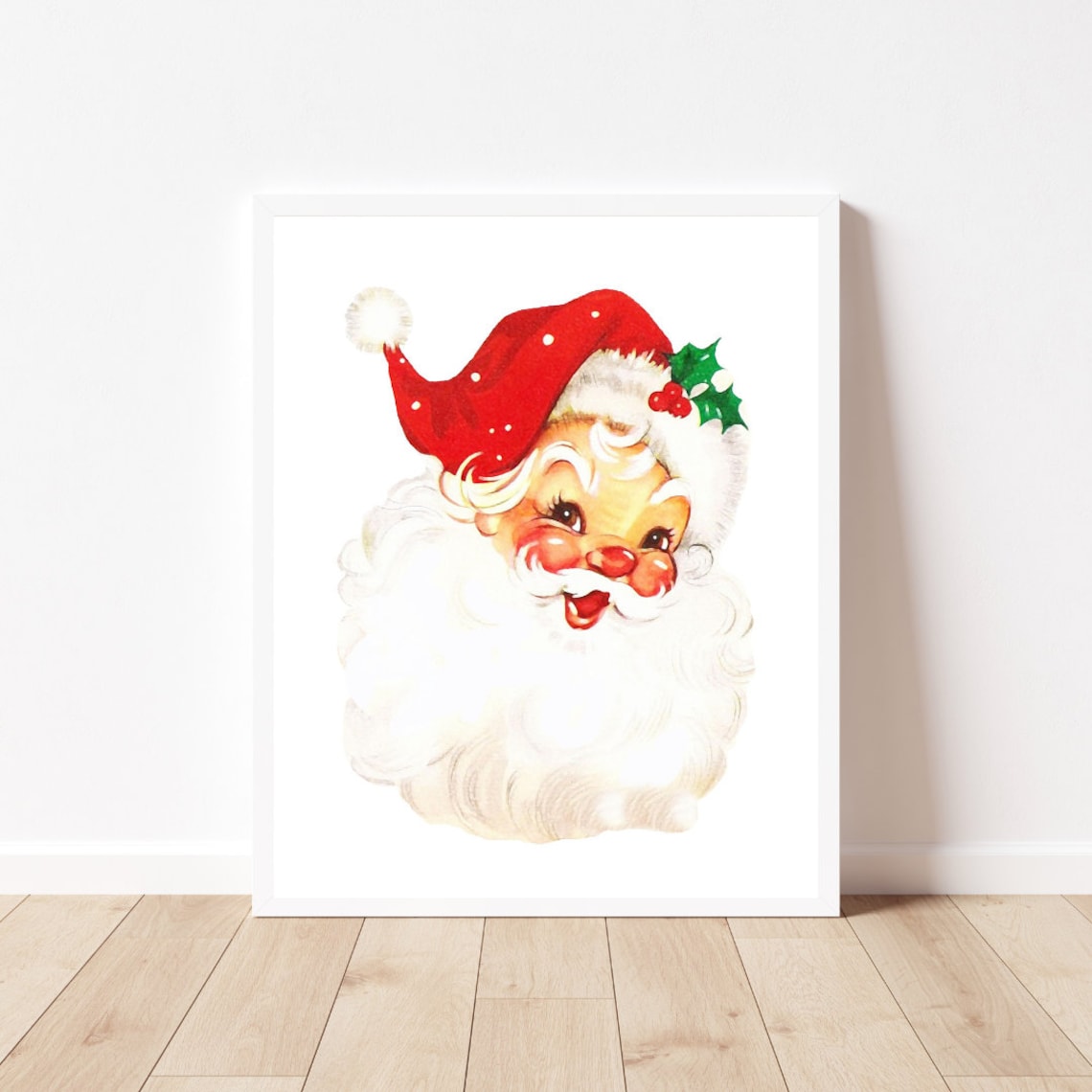 Vintage Santa Christmas Art Print, Retro Decor - Image 2