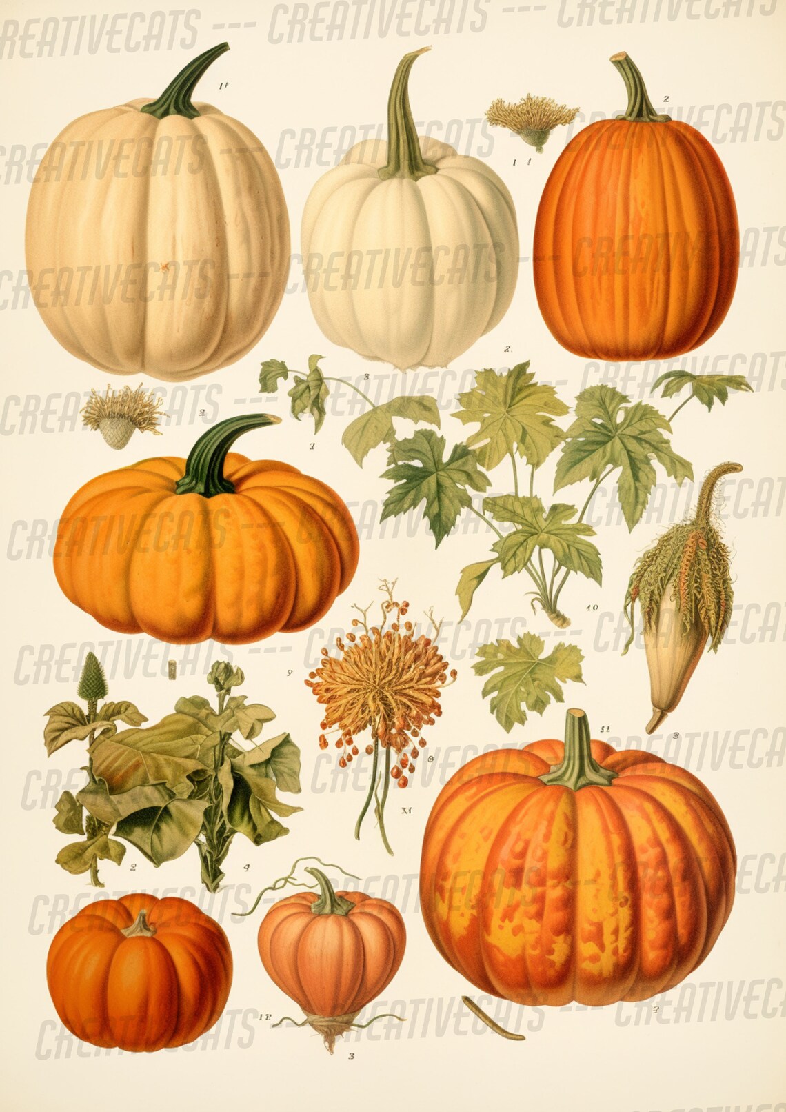 Vintage Botanical Pumpkin Varieties Scientific Wall Chart Poster - Image 4