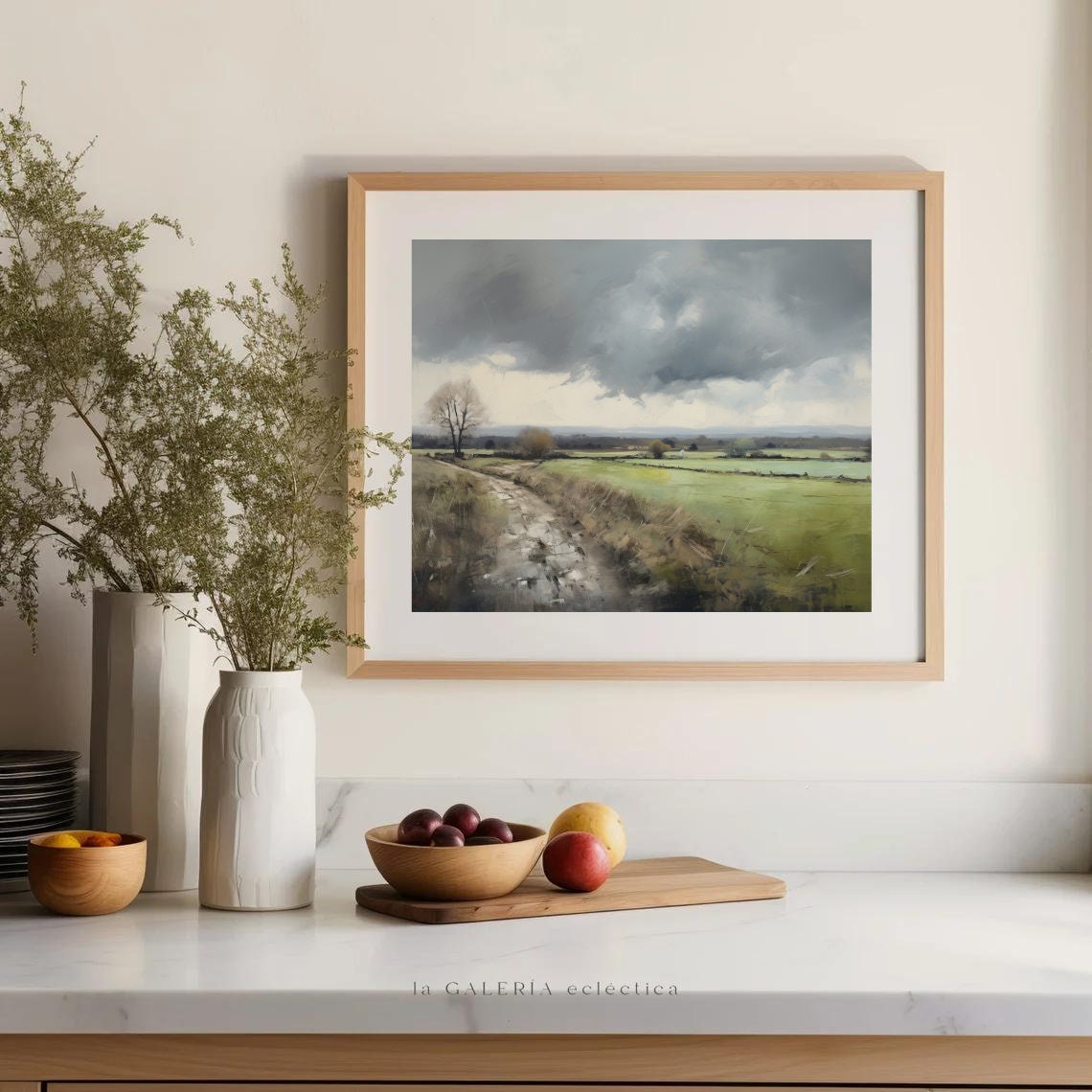Stormy Countryside Path Dramatic Sky Rural Landscape Painting Poster - Image 4