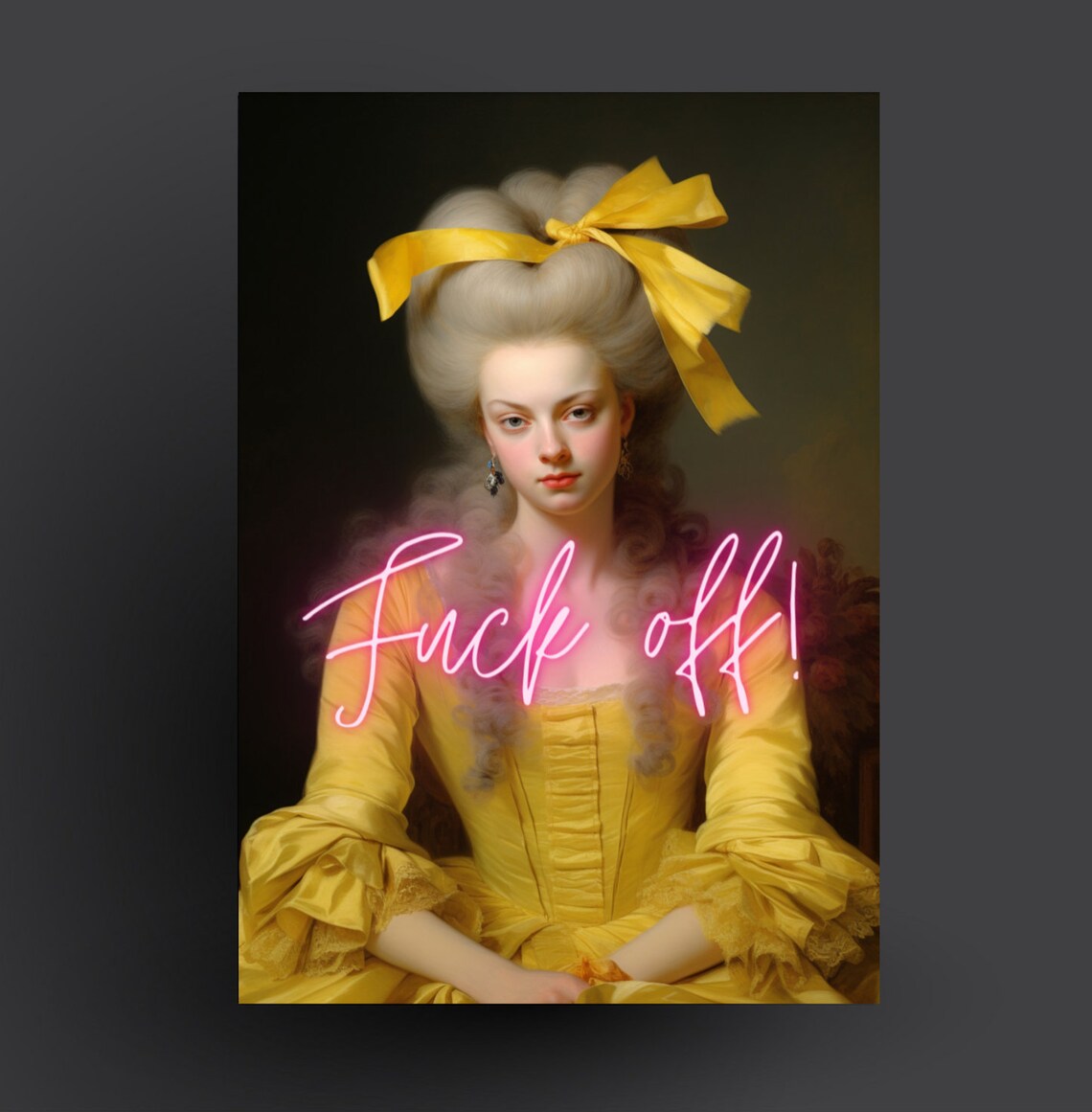 Marie Antoinette Pink Neon Fuck Off Text Funny Sassy Quote Art Print - Image 2
