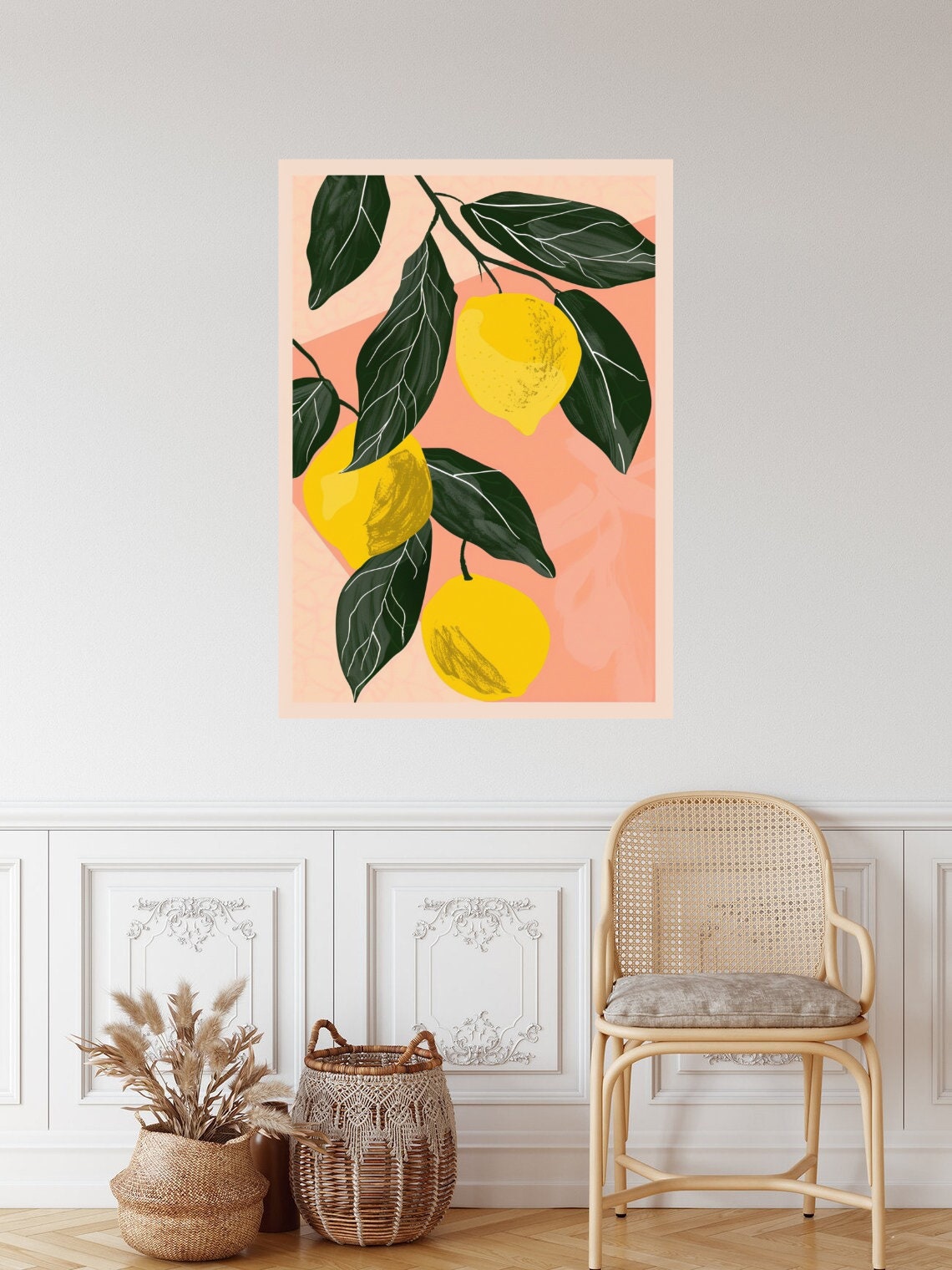 Minimalist Lemon Branch Citrus Fruit Modern Botanical Kitchen Poster - Image 3