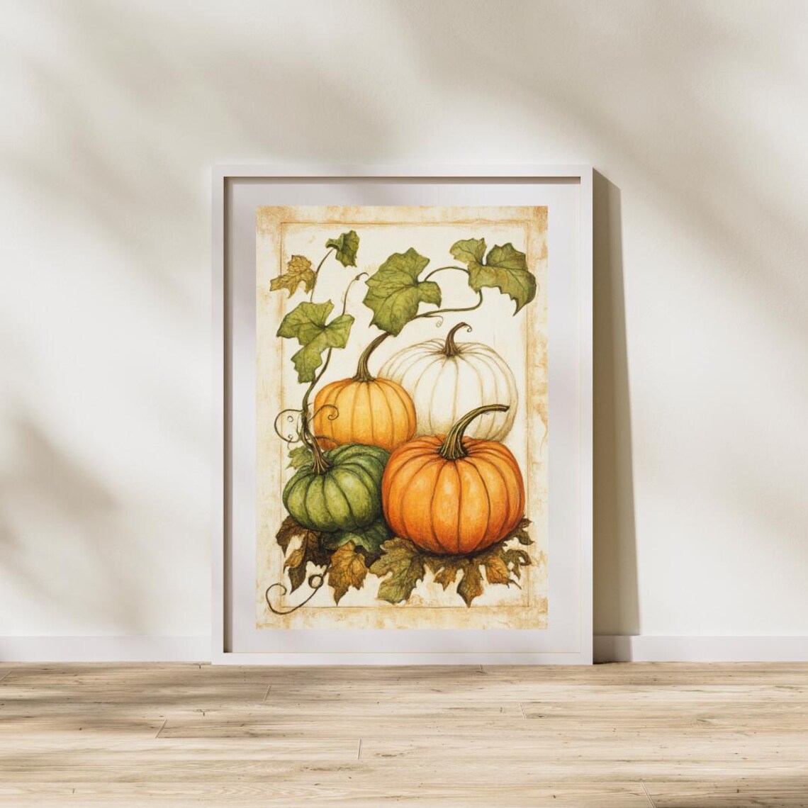 Pumpkin Harvest Botanical Illustration Autumn Gourds Art Poster - Image 3