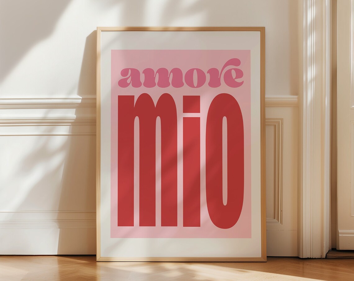Amore Mio Italian Quote Retro Poster Print