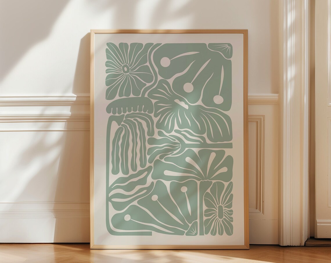 Moody Botanical Art Print, Abstract Boho Floral