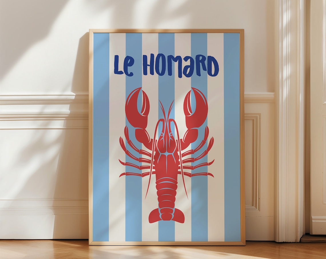 Lobster Print, Vintage Kitchen Wall Art Poster