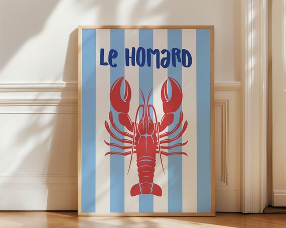 Lobster Print, Vintage Kitchen Wall Art Poster