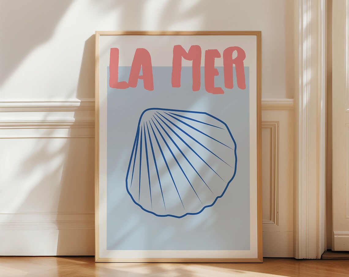 Sea Shell Coastal Poster, Mid-Century Modern Art Print