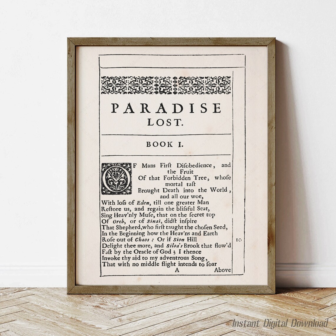 Paradise Lost by John Milton, 1667 Epic Poem Art Print