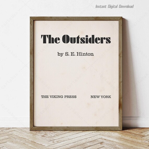 The Outsiders S E Hinton Title Page 1967 First Edition Book Poster