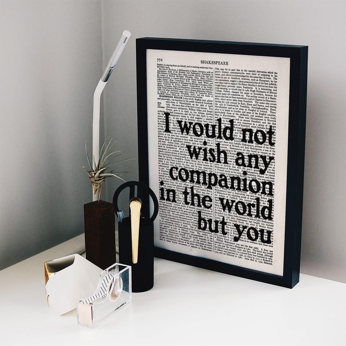 Shakespeare I Would Not Wish Any Companion Tempest Dictionary Poster - Image 2