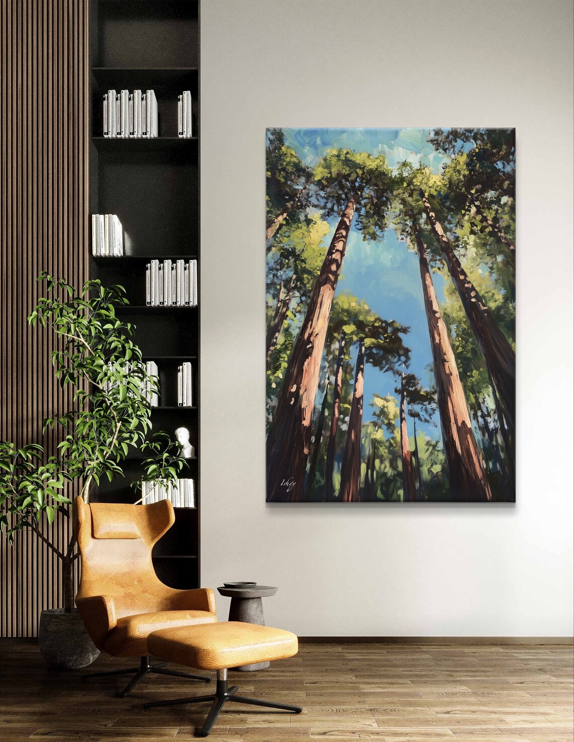 Redwood Forest Canopy Looking Up at Towering Trees Art Poster - Image 4