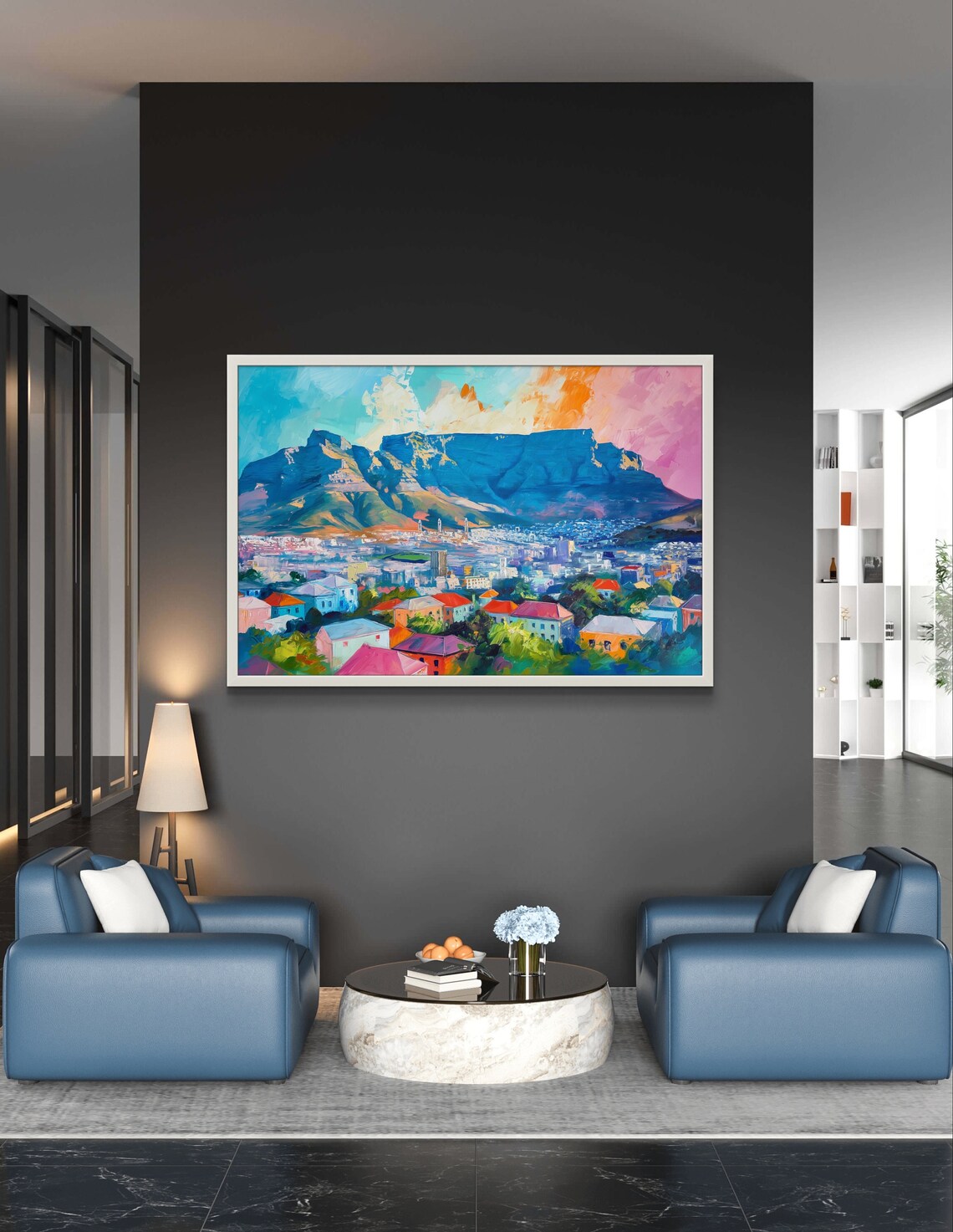 Cape Town Table Mountain and Colorful Cityscape Vibrant Travel Poster - Image 4