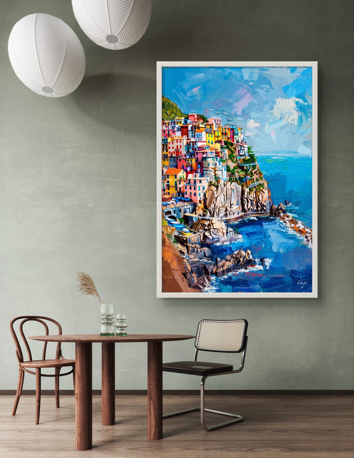 Cinque Terre Colorful Cliffside Village Over Blue Sea Art Poster - Image 4