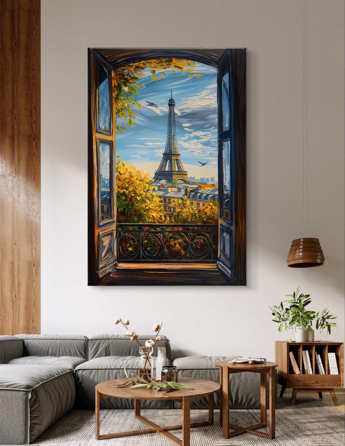 Paris Balcony Window View of the Eiffel Tower in Autumn Poster - Image 5