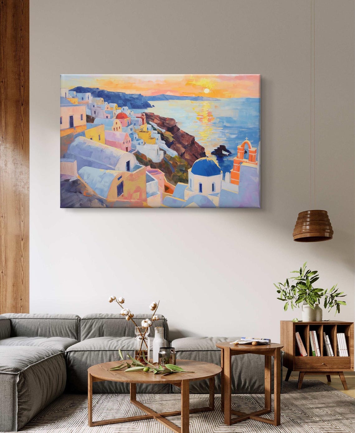 Santorini Greece Sunset Caldera Blue Domes Coastal Scene Art Poster - Image 5