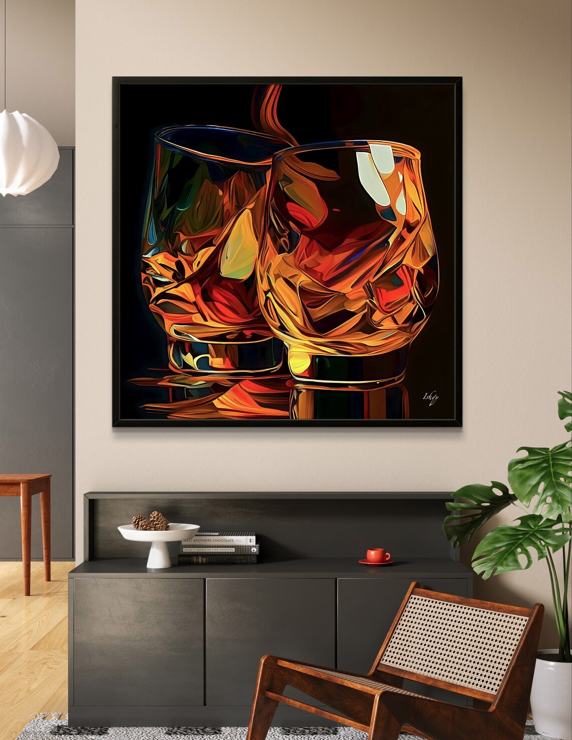 Abstract Whiskey Glasses Art Print, Home Decor - Image 4