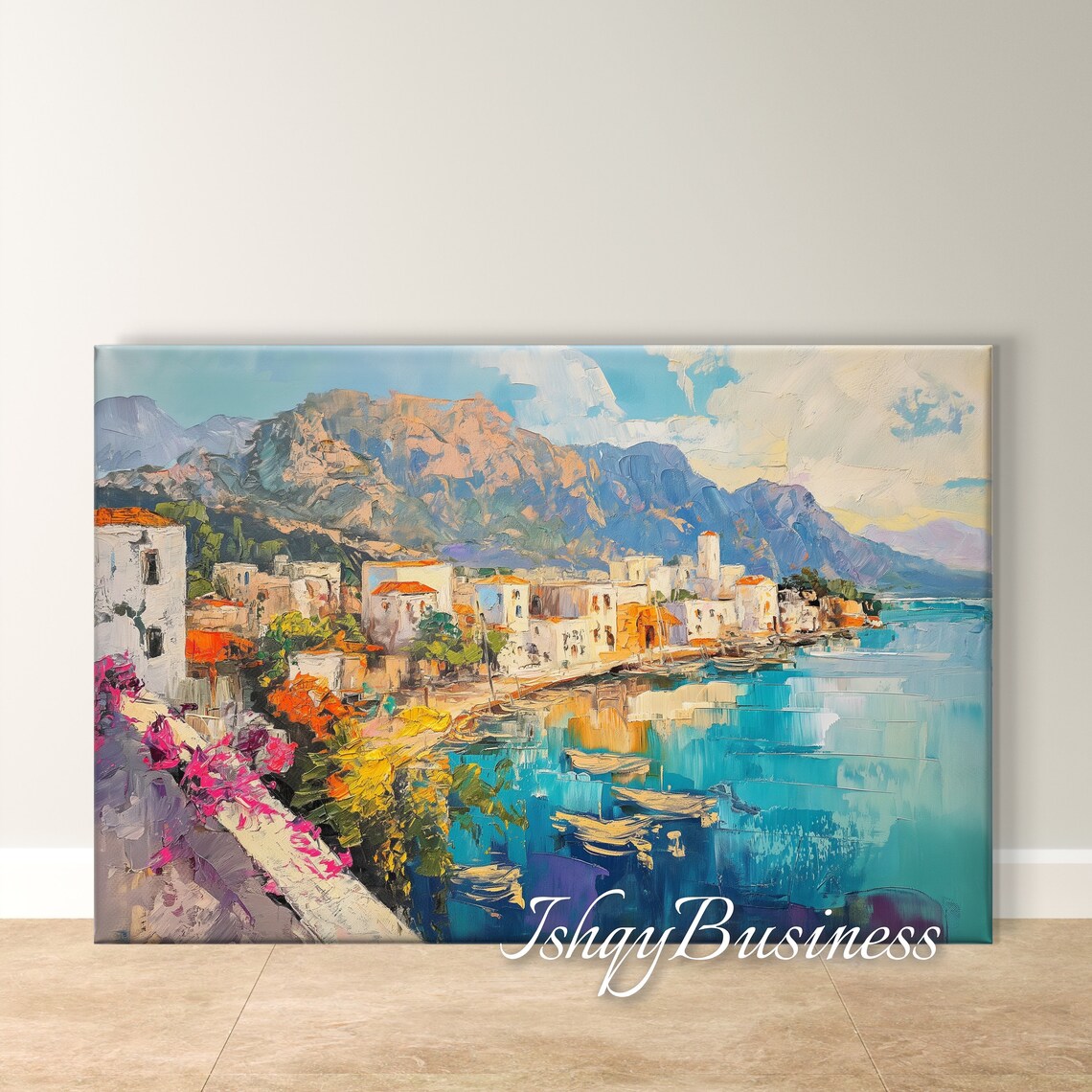 Kyrenia Cyprus Harbor with Turquoise Water and Mountains Poster