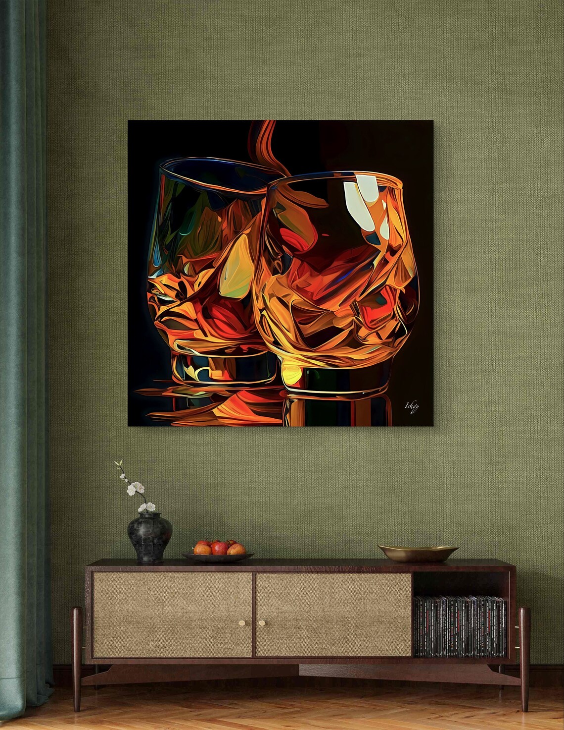 Abstract Whiskey Glasses Art Print, Home Decor - Image 3