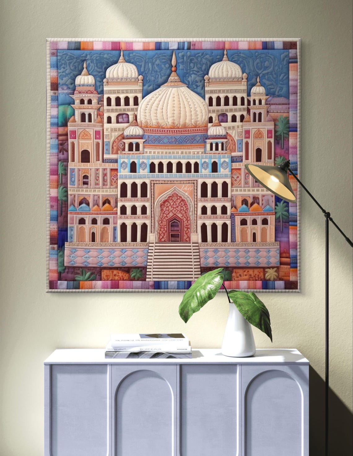 Mughal Domed Palace Patchwork Quilt Style Folk Indian Art Poster - Image 7