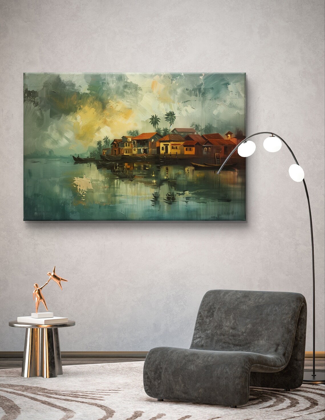 Kochi Kerala Twilight Fishing Village Reflection Wall Decor Art Poster - Image 6