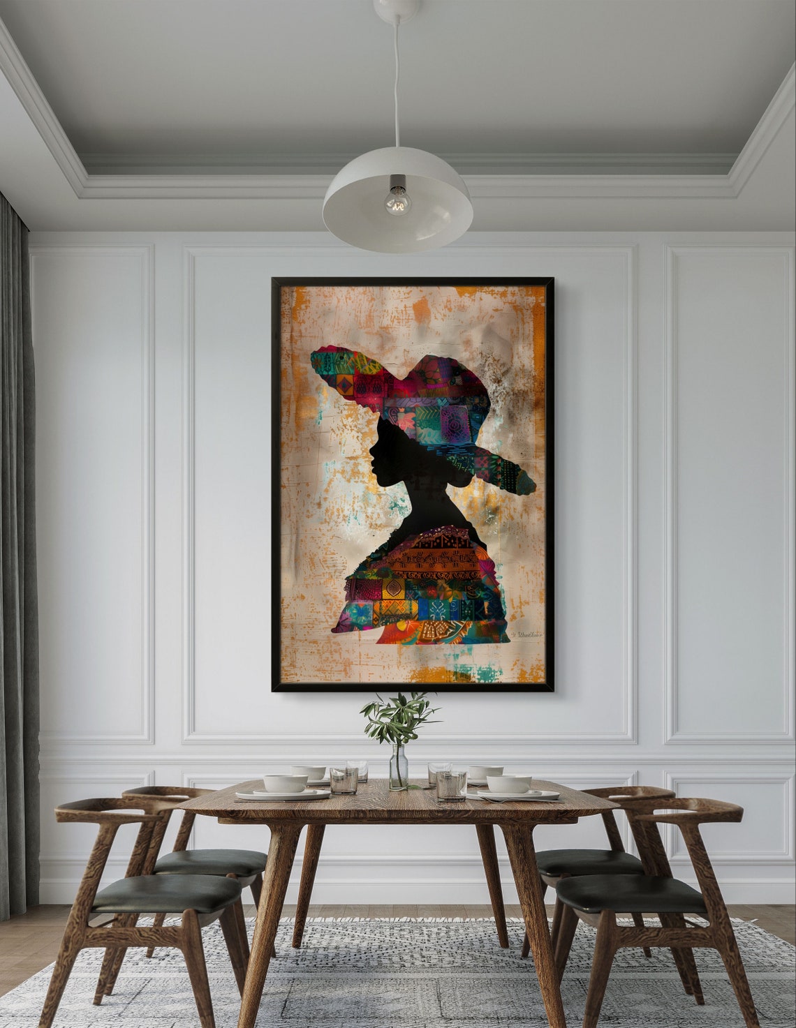 Panama Woman Patchwork Silhouette Sombrero Cultural Portrait Poster - Image 2