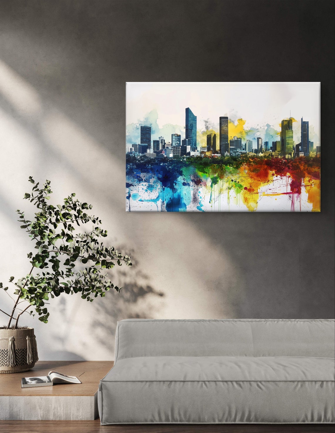 Mexico City Skyline Rainbow Watercolor Urban Cityscape Art Poster - Image 4