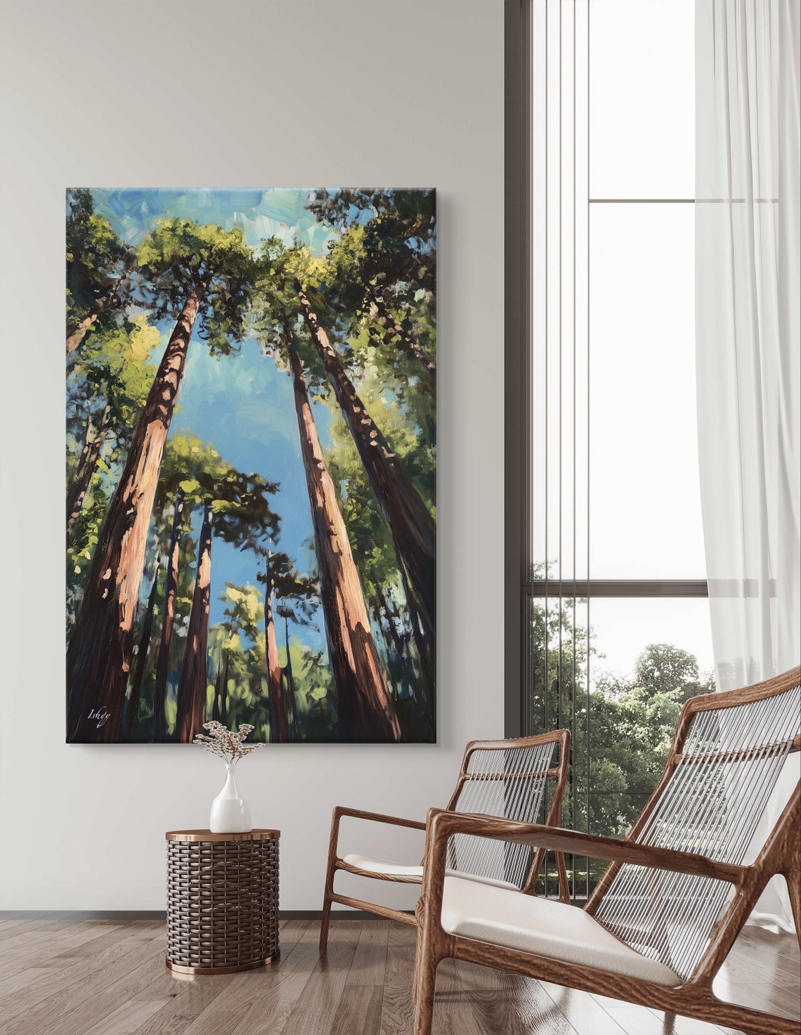 Redwood Forest Canopy Looking Up at Towering Trees Art Poster - Image 5