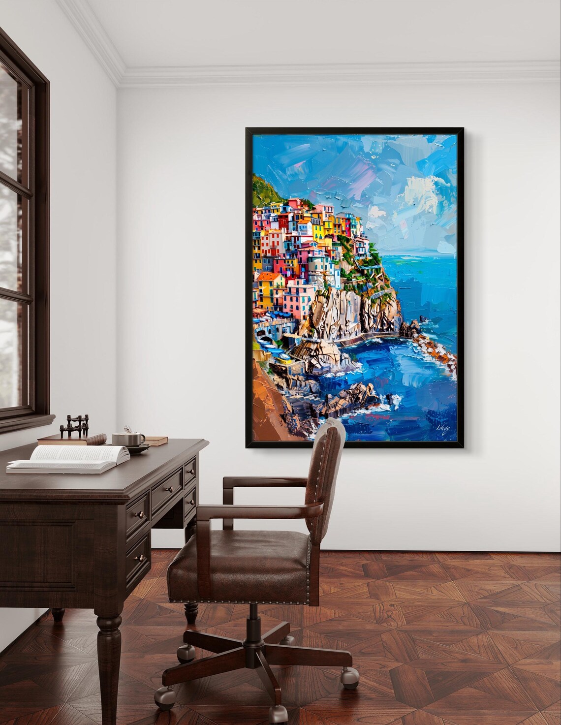Cinque Terre Colorful Cliffside Village Over Blue Sea Art Poster - Image 2