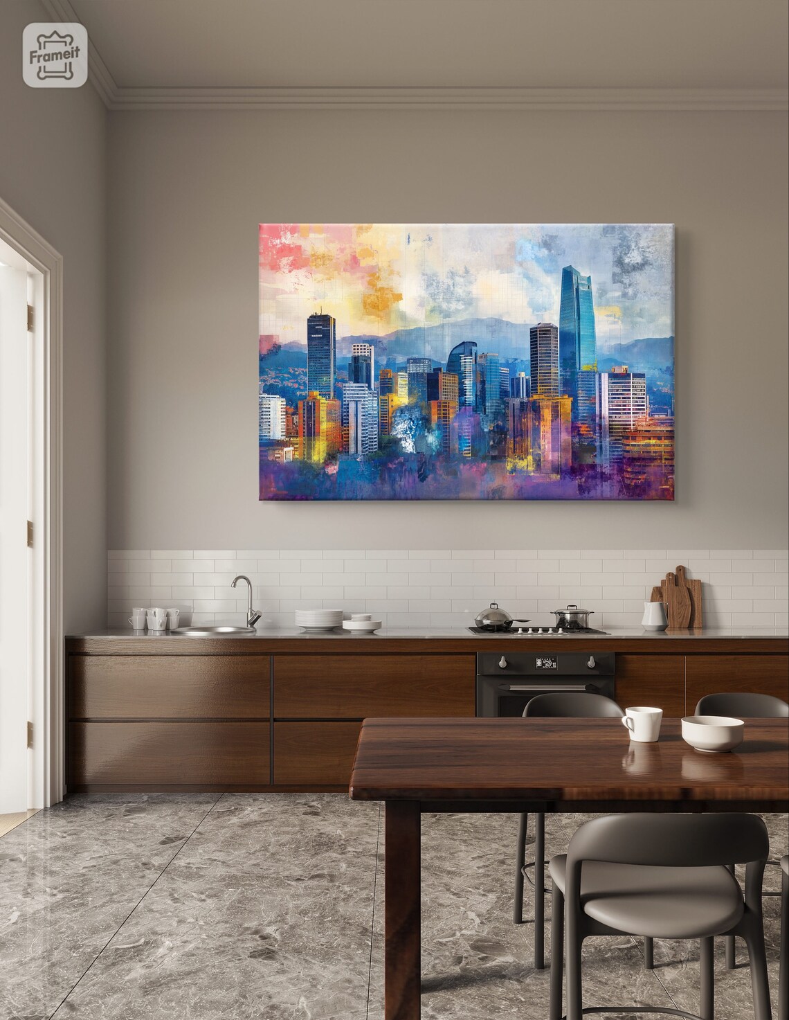 Bogota Colombia Skyline with Andes Mountains in Colorful Hues Poster - Image 4