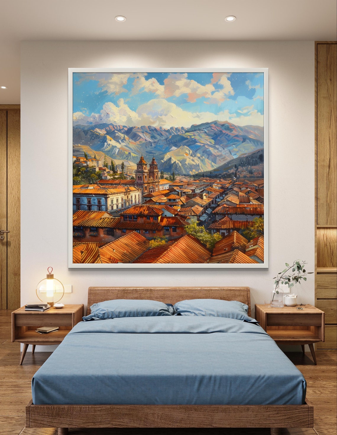 Cusco Peru Red Rooftops and Twin Tower Church Andes View Poster - Image 3