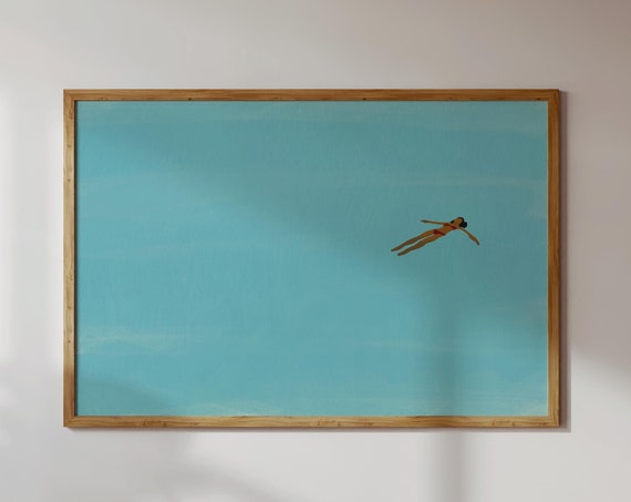 Girl Floating In Pool Minimalist Beach Art Print
