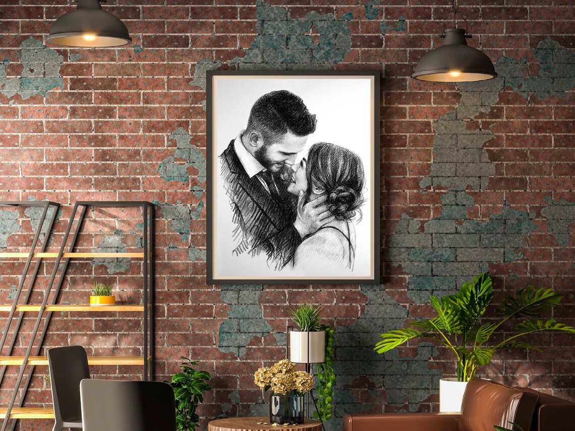 Charcoal Drawing Custom Wedding Anniversary Gift - Image 2