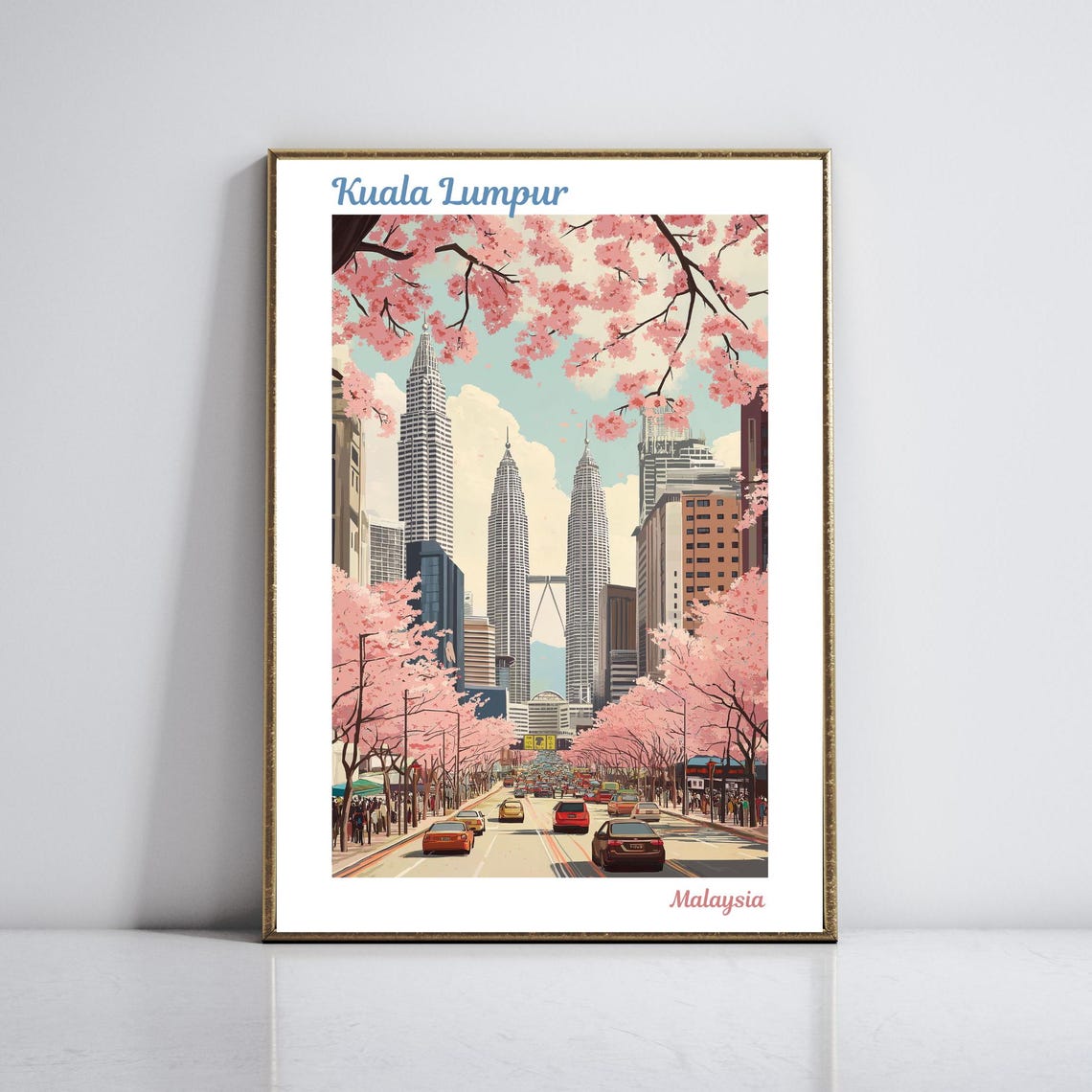 Kuala Lumpur Petronas Twin Towers Blossom Street Malaysia Poster