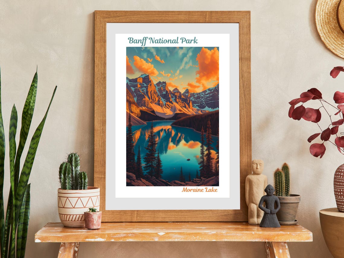 Banff Moraine Lake Sunset Glow Valley of Ten Peaks Canada Poster - Image 2