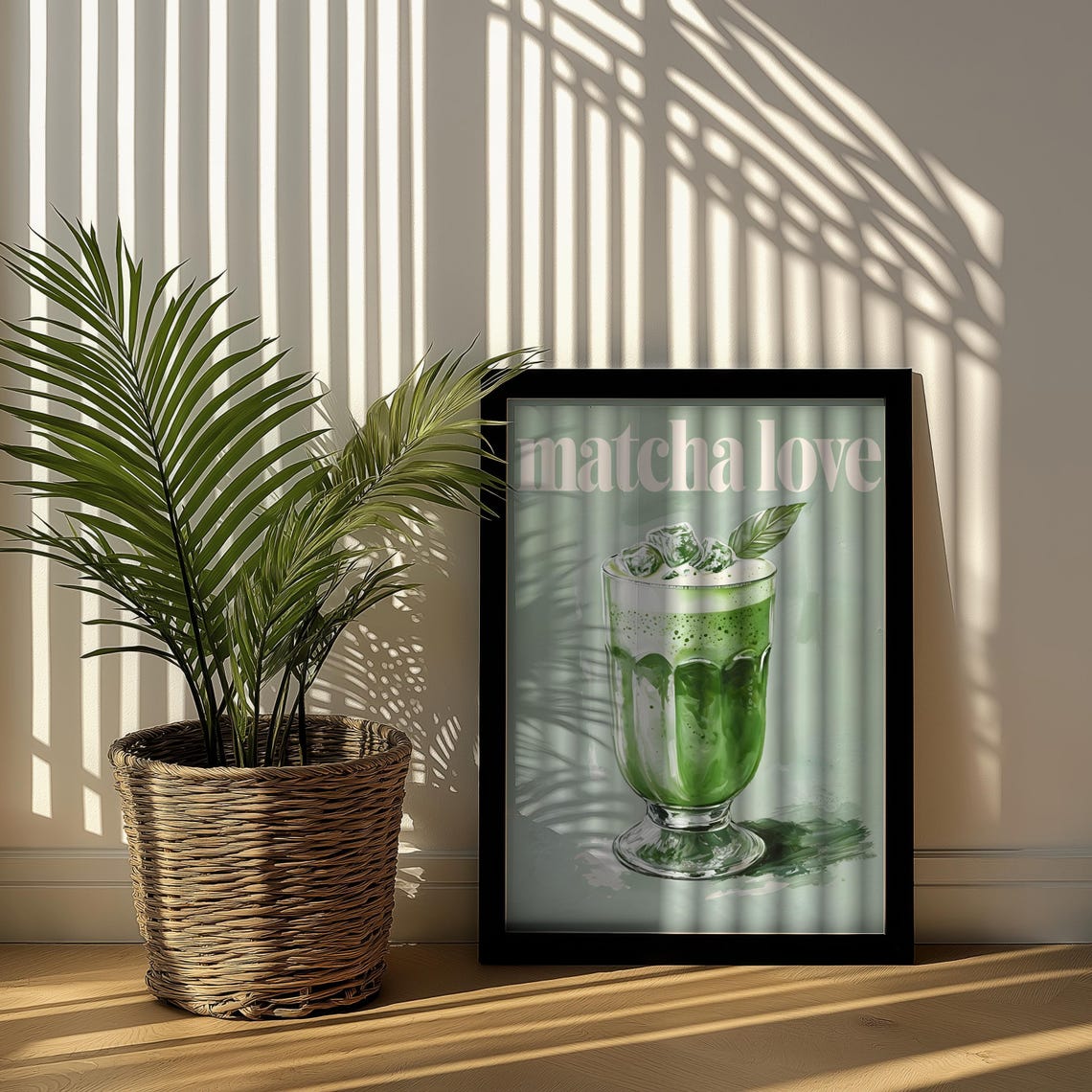Matcha Love Iced Green Tea Latte Tall Glass Kitchen Art Poster - Image 2