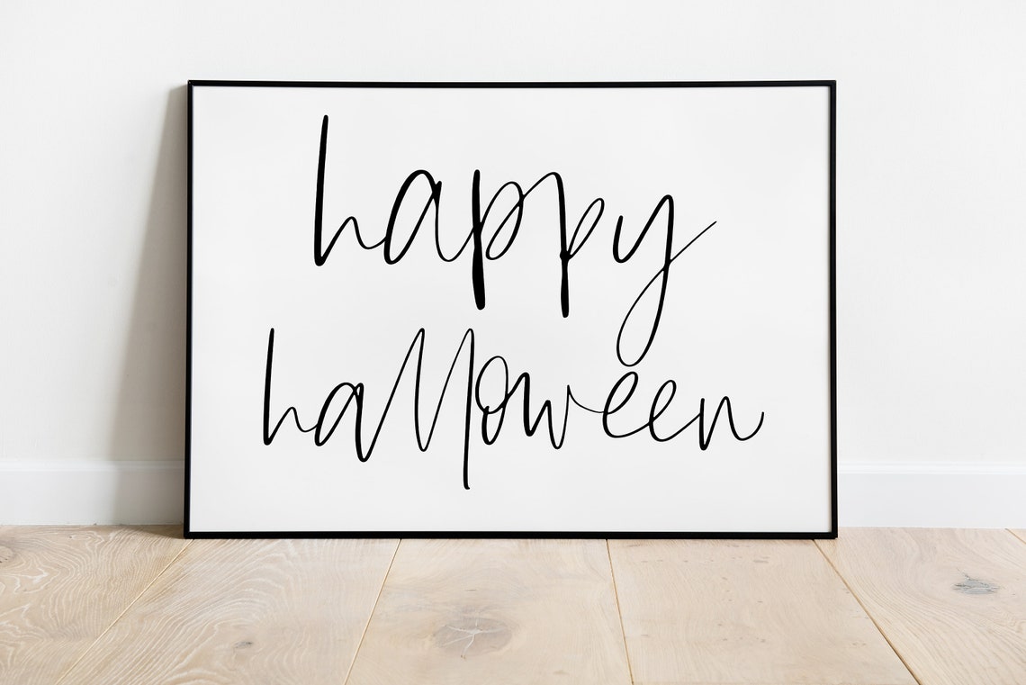Happy Halloween Script Lettering Dusty Pink Fall Decor Poster - Image 2