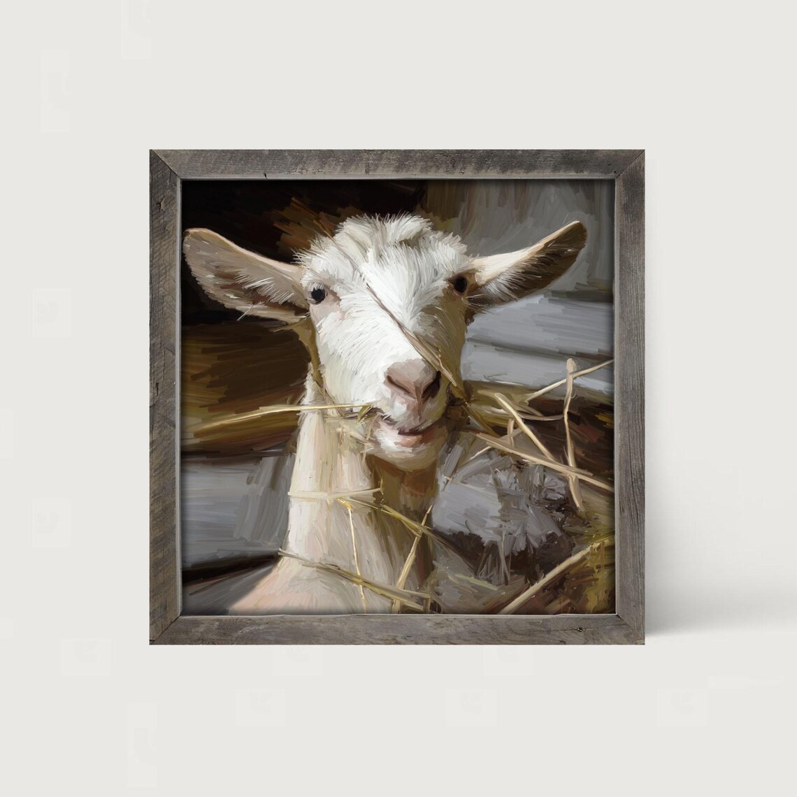 Goat Eating Grass Funny Farm Animal Art Print - Image 3