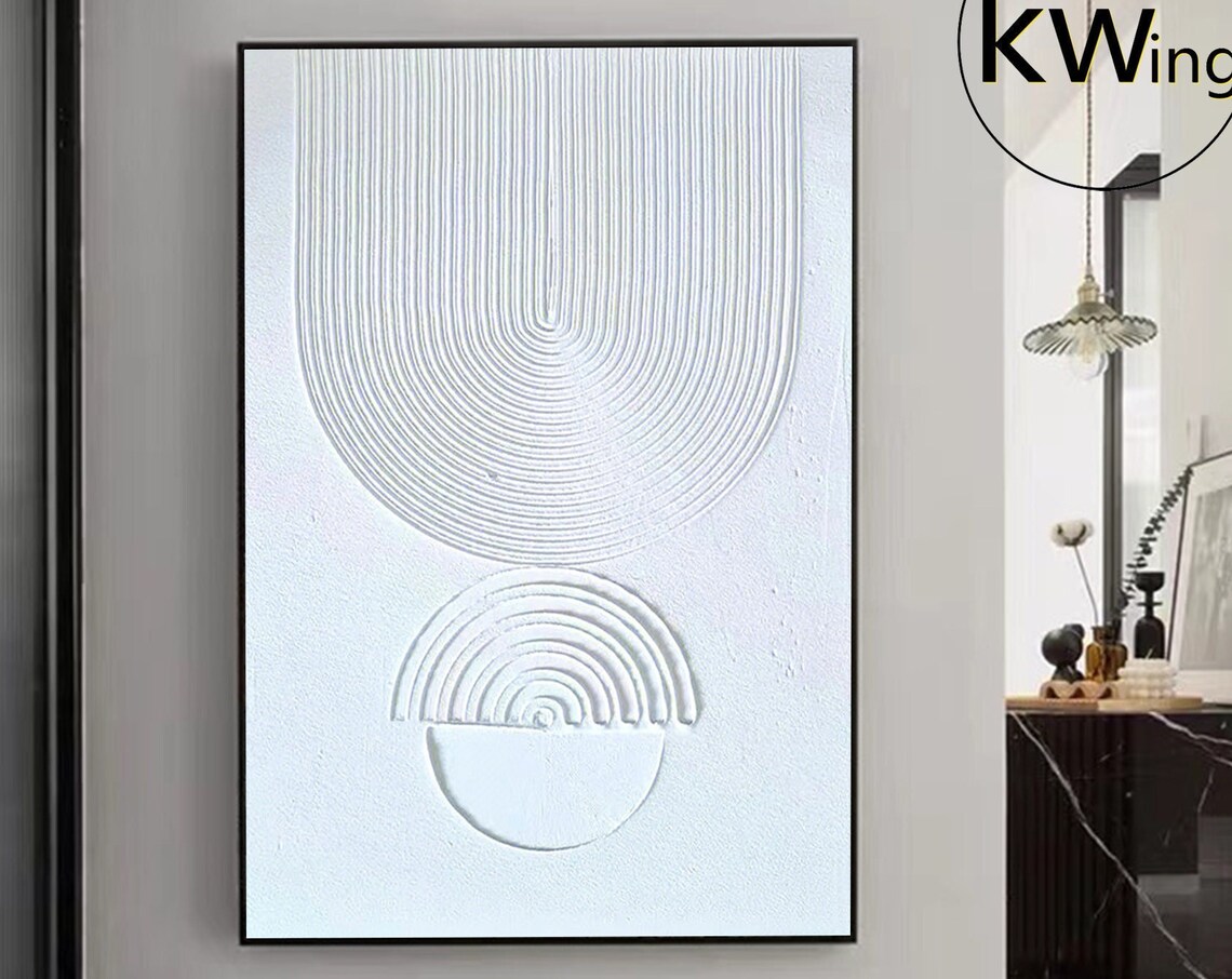 White Plaster 3D Geometric Arch Rainbow Texture Minimalist Art Poster