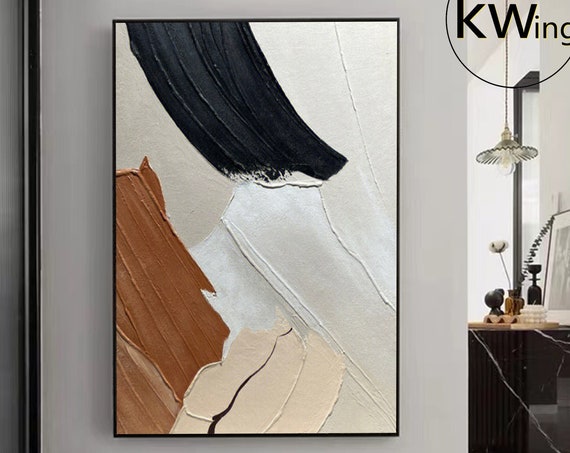 Large Texture Abstract Painting Beige Brown And Black Minimalist Textured Painting 3d Texture Art Neutral Textured Painting Minimalist Art